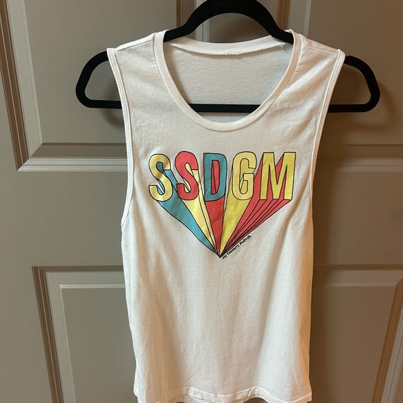 White Sleeveless Tank with SSDGM Graphic - Picture 2 of 6